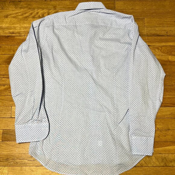 Ledbury Mens Light Blue Patterned Long Sleeve Button Down Size 15.5 - Picture 2 of 8
